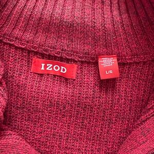 Izod Women's Deep Red Ribbed Crewneck Sweater